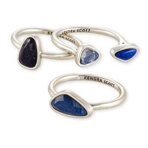 NEW KENDRA SCOTT women's ivy ring set in silver navy mix
